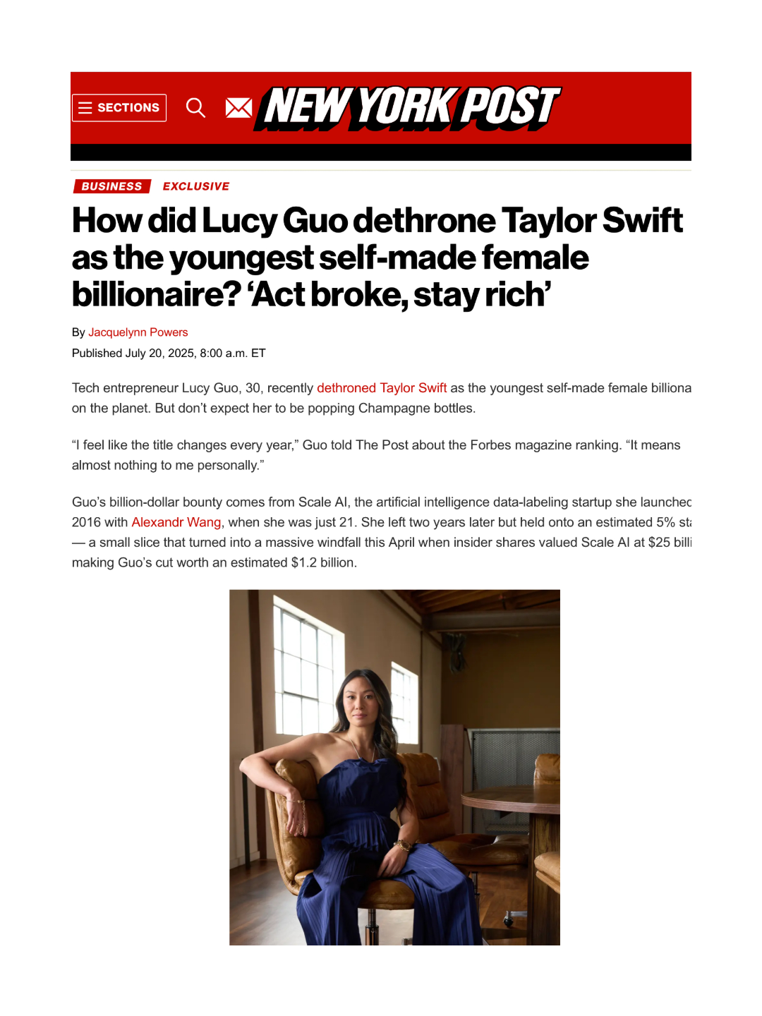 Get Featured in the New York Post - USA - (121 Million Readers Per Month!)