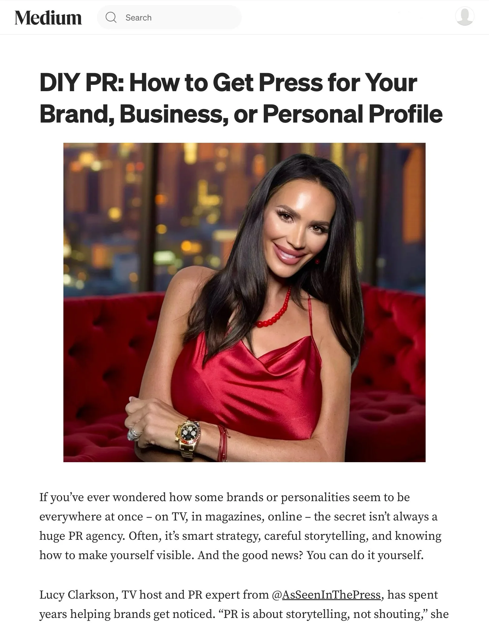 TV Host/PR Expert Lucy Clarkson in Medium, 2025