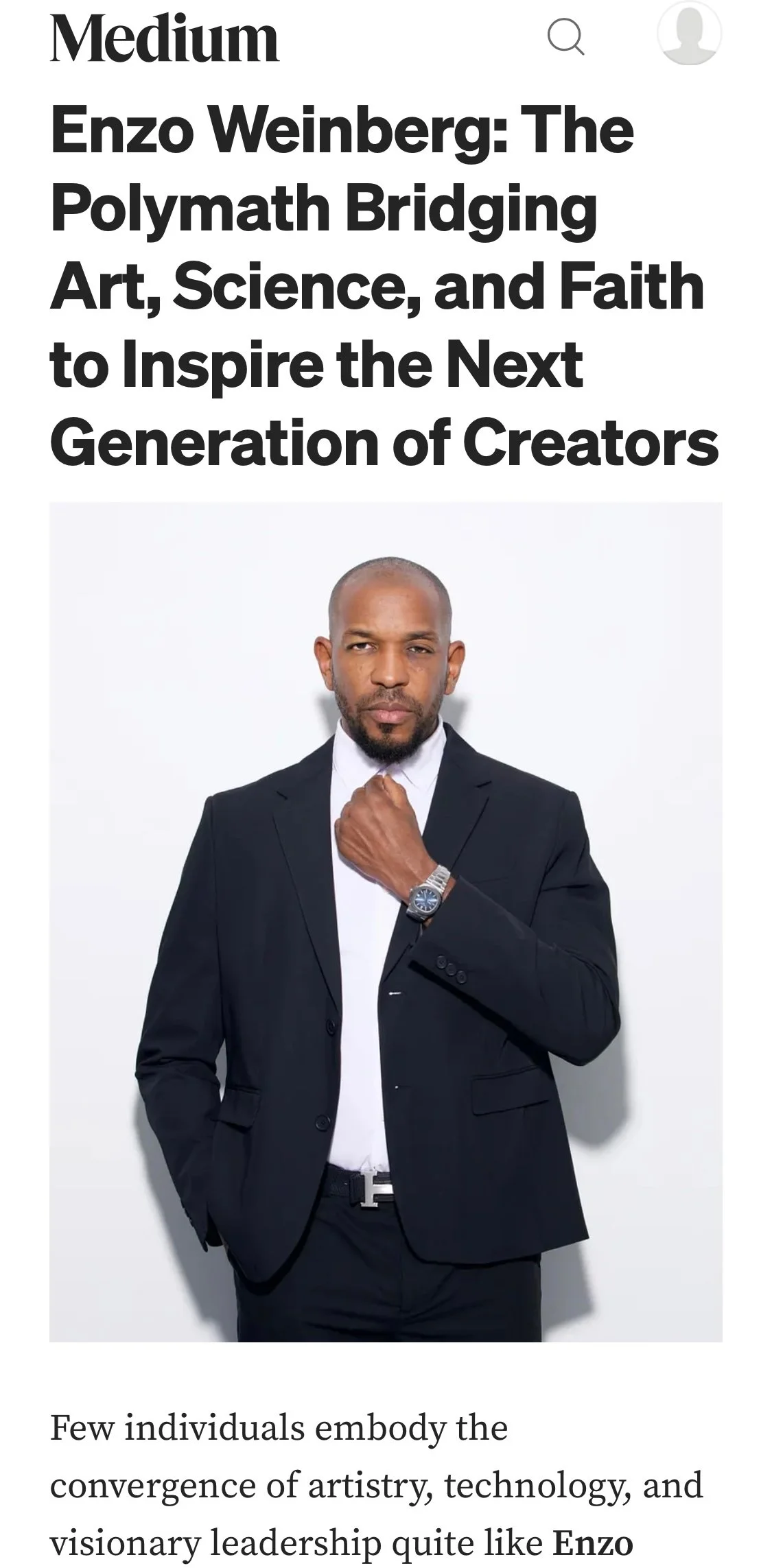 Polymath, Speaker & Entrepreneur Enzo Weinberg featured on Medium.com