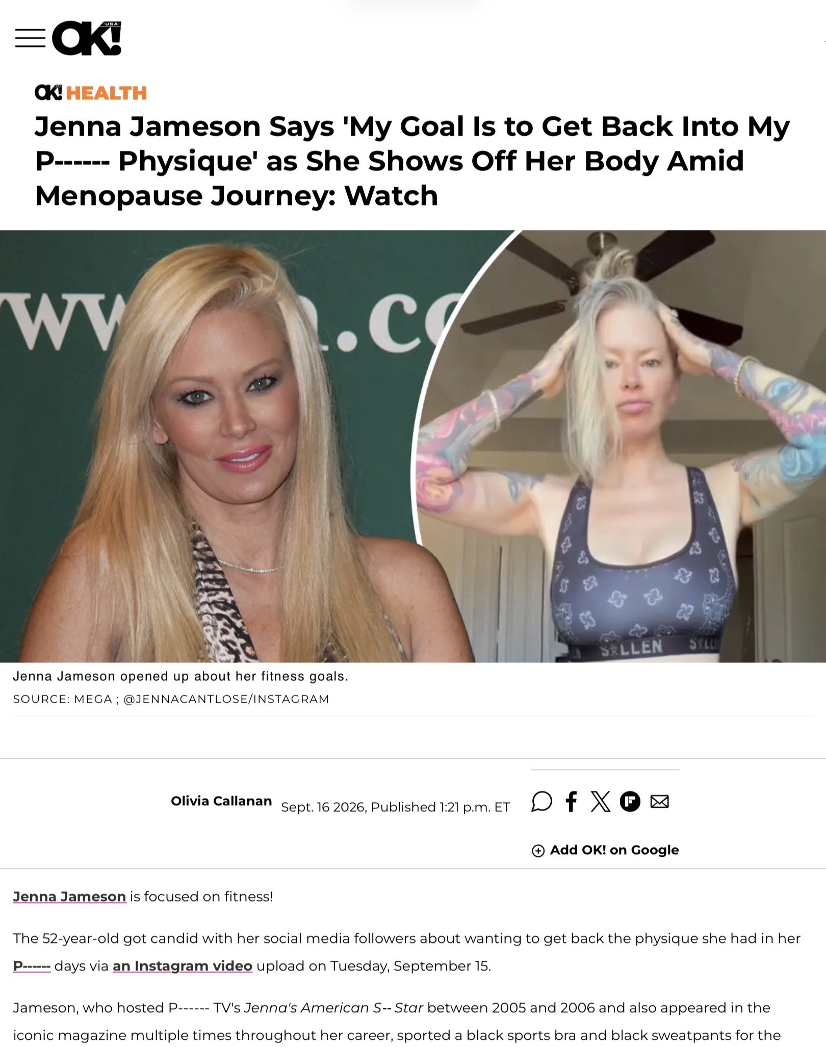 Jenna Jameson featured in OK! magazine, US