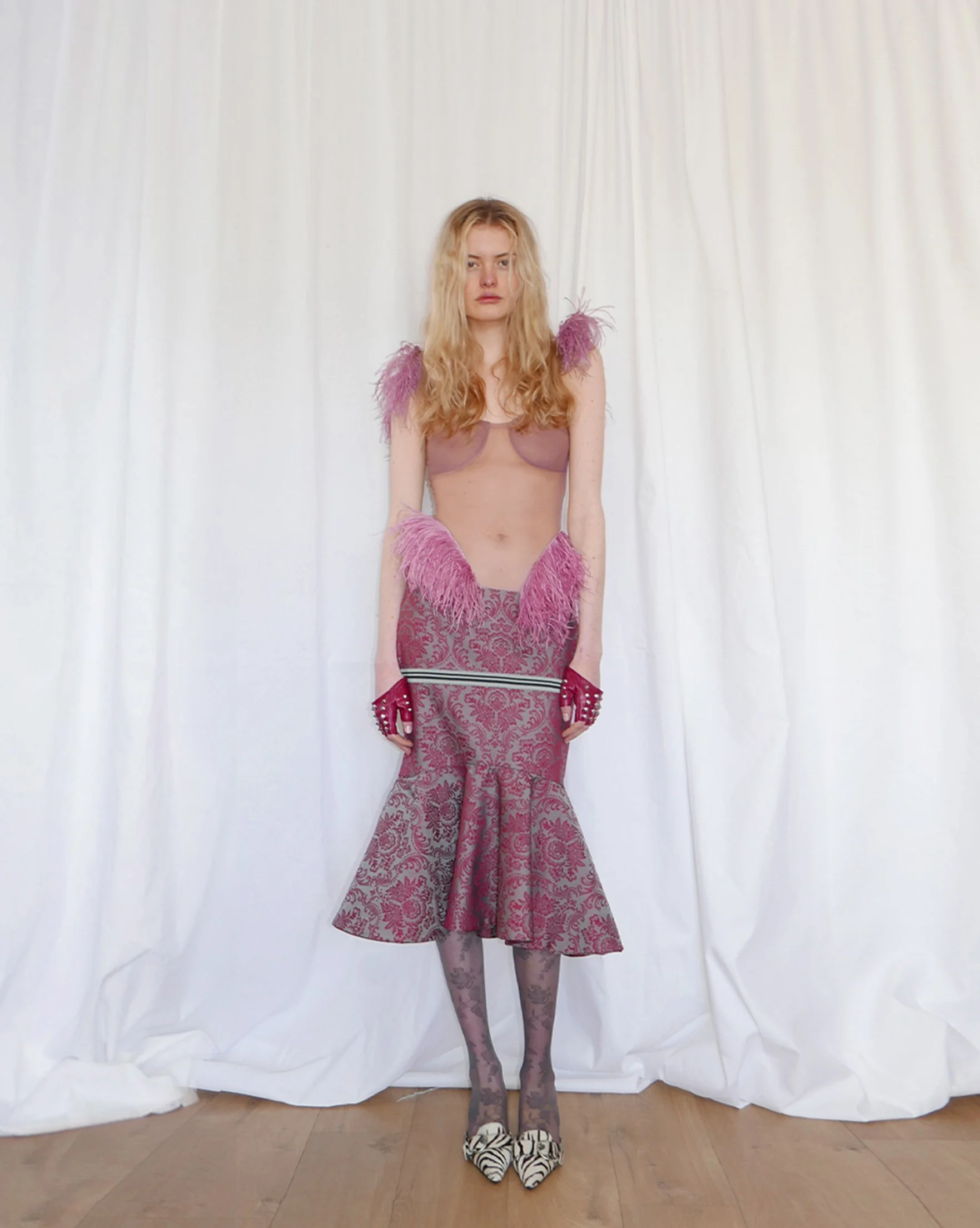 Dusty Pink Feather Bodysuit