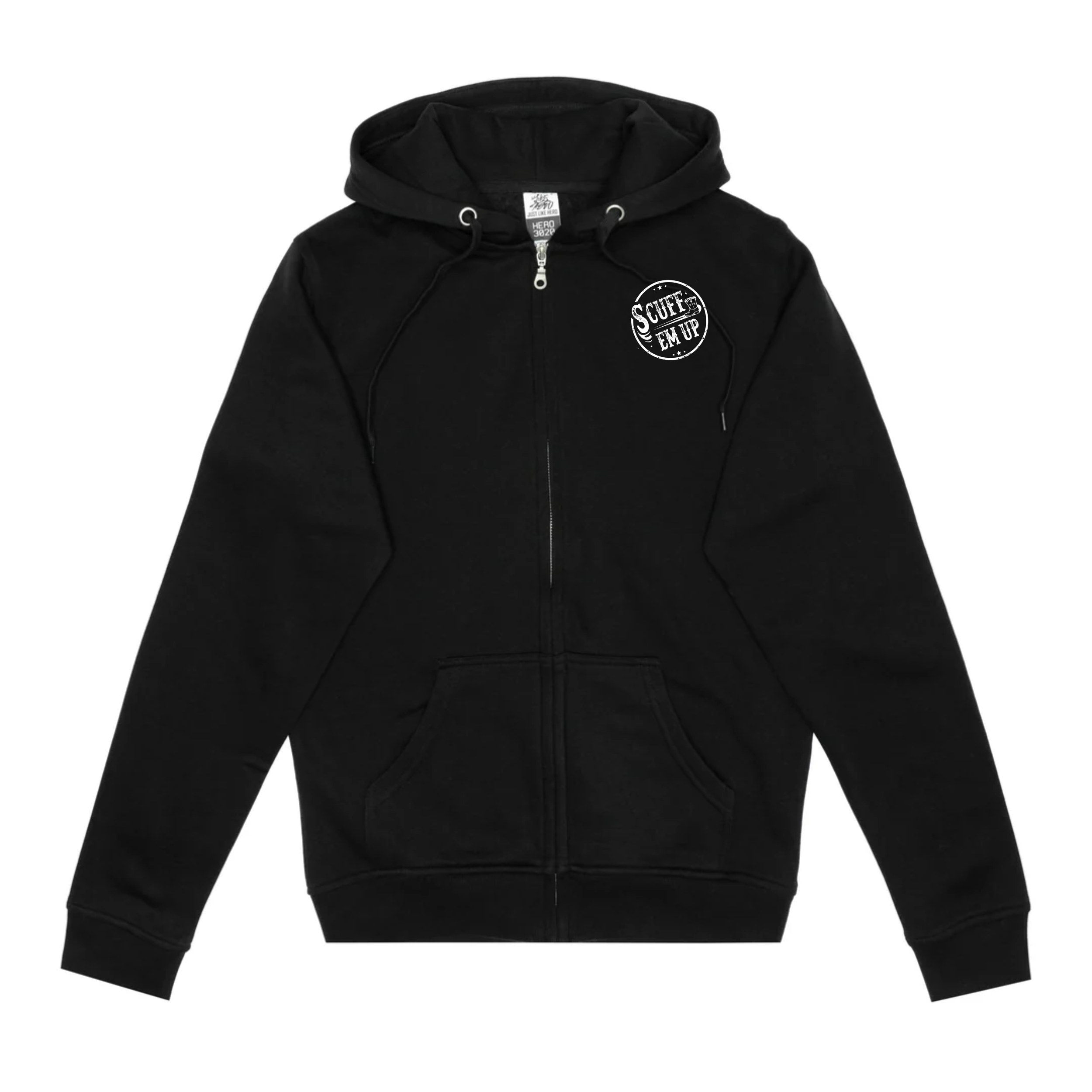HERO-3020 Unisex Full Zip Hoodie - Black Scuff Em