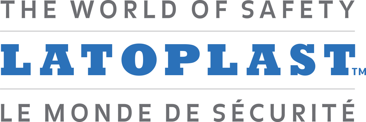 The logo of Latoplast, a company related to safety, with the slogan 'The World of Safety' and its French translation 'Le Monde de Sécurité'.