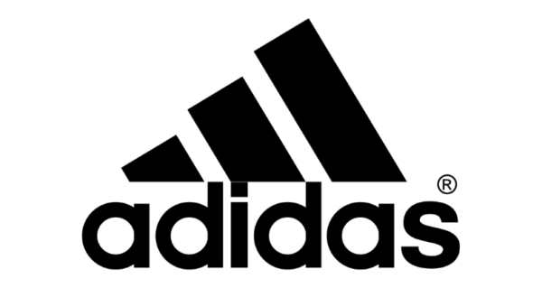 Black Adidas logo with three stripes and the brand name below.