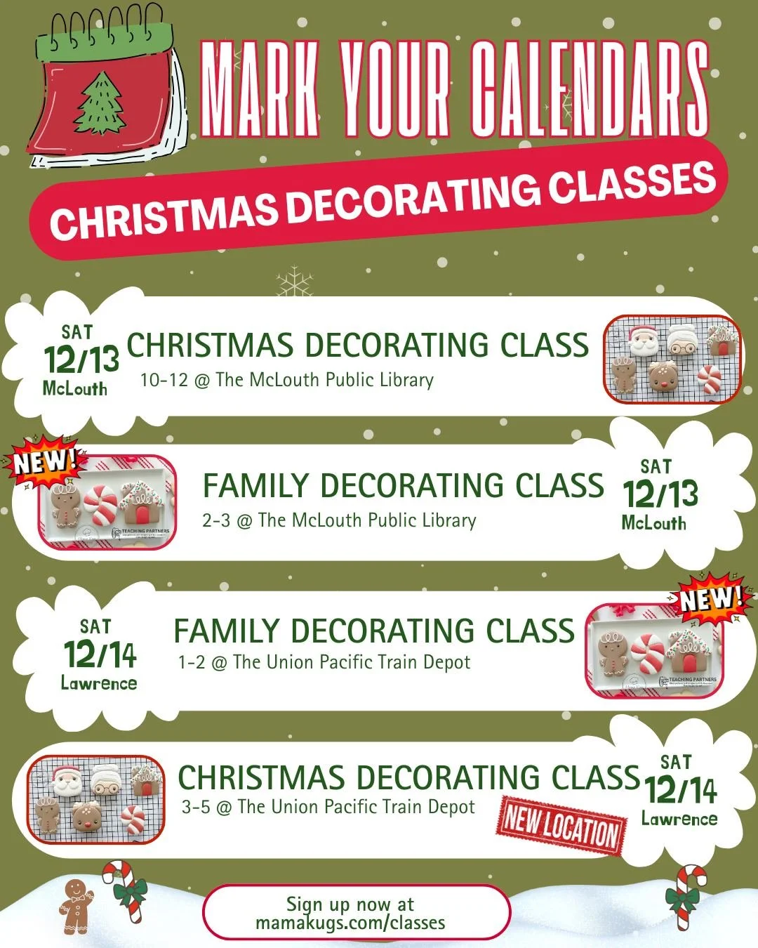 🎅DECEMBER COOKIE CLASSES &ndash; CHRISTMAS THEMED! 🍪

Looking for a holiday activity that&rsquo;s as sweet as it is fun? Check out these different options available this December - but don't delay tickets are going fast!

Option 1: NEW! Family Cook