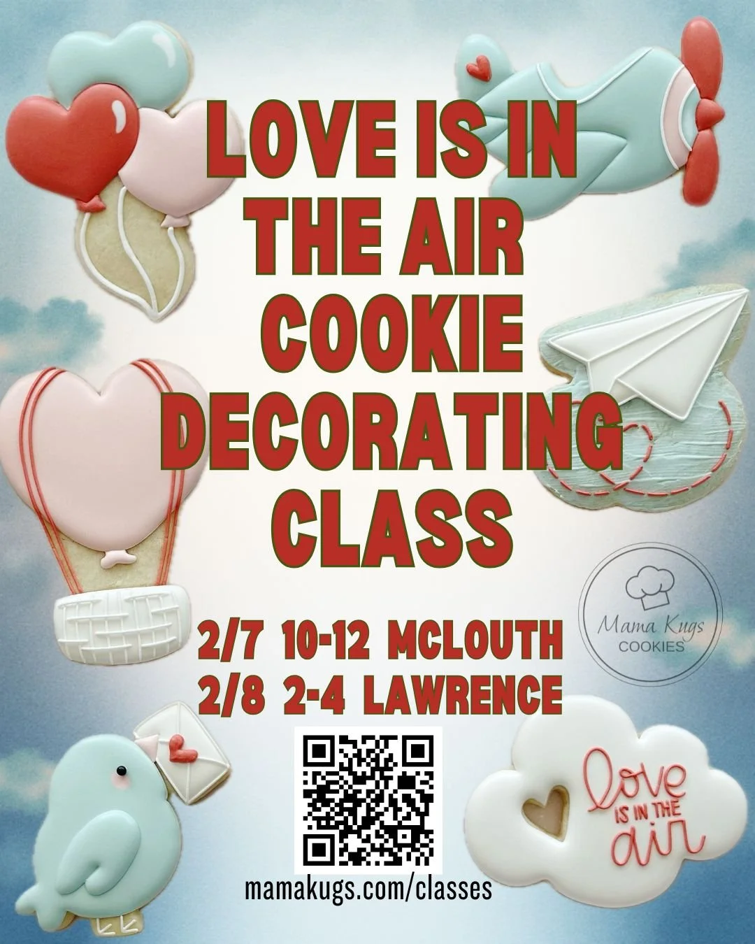 🍪💘Cookie class is basically arts &amp; crafts you can eat 🍪💘
February's  Love Is in the Air Valentine's class is beginner-friendly, fun, and perfect for anyone who wants to try cookie decorating without needing any baking or decorating skills. Yo
