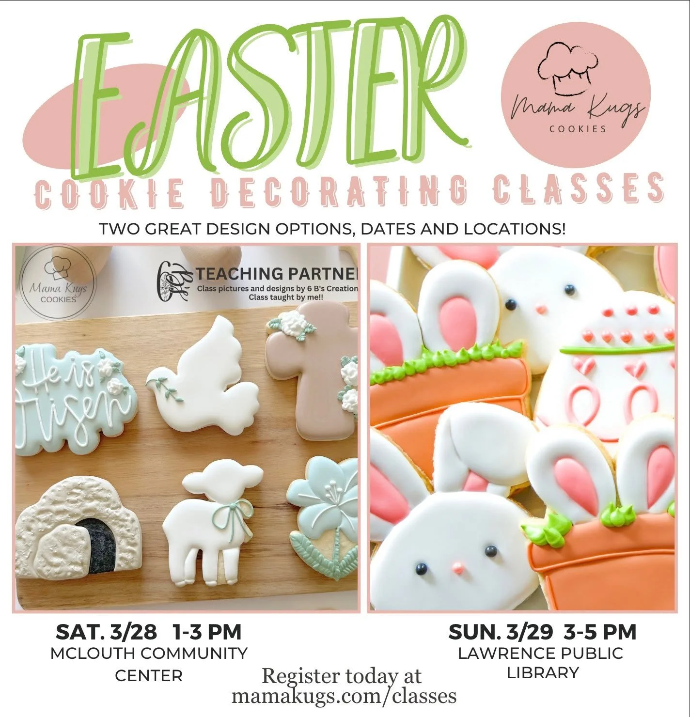 📆 Registration is closing soon! Don&rsquo;t miss your chance to join one of these beginner cookie decorating classes. You&rsquo;ll learn the basics, plus plenty of tips and tricks, and leave with confidence and 6 adorable cookies you decorated yours