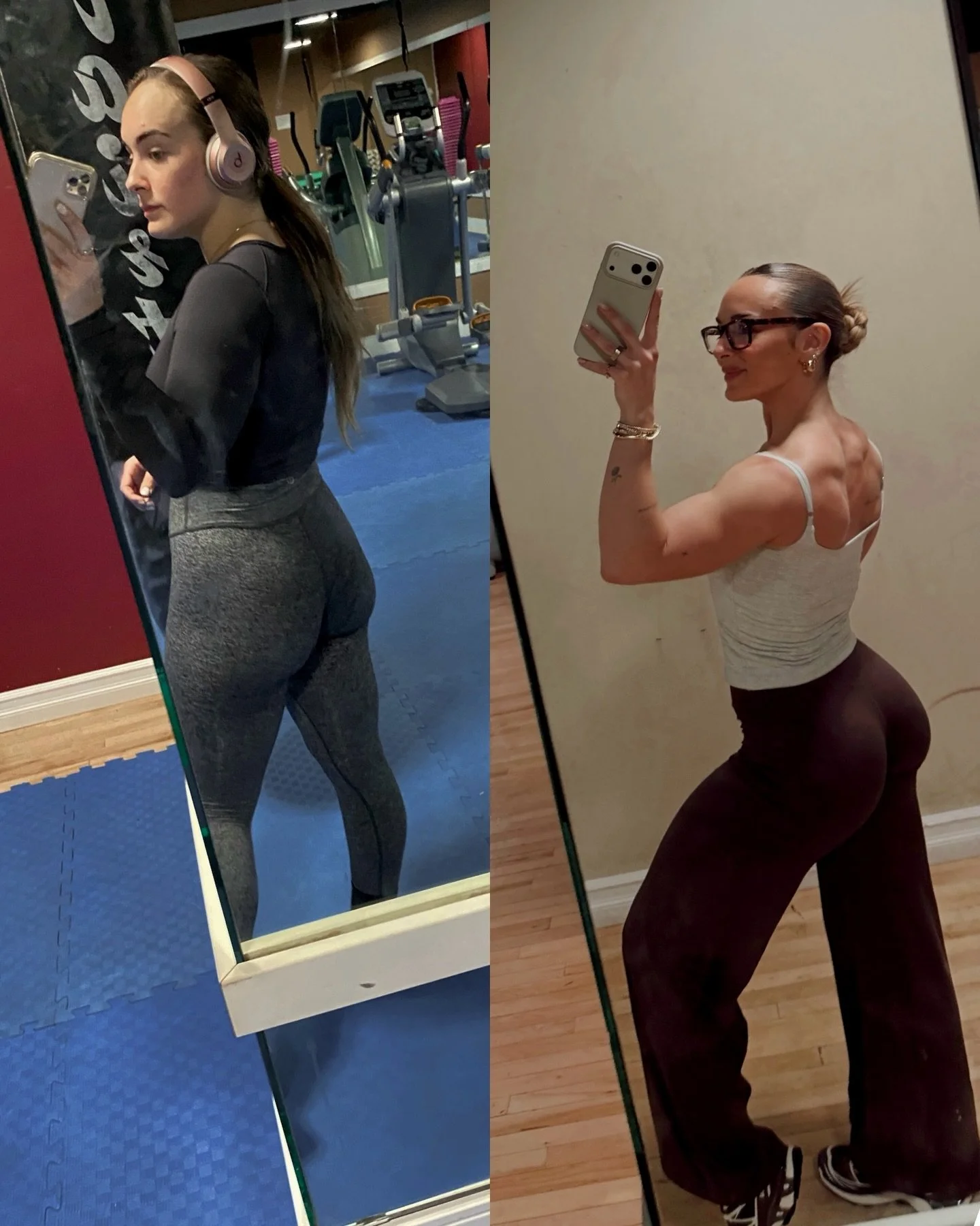 same gym, same mirror, same girl&hellip; completely different level of love, respect, dedication, and commitment to HERSELF.

I have truly never felt stronger, more confident, or at home in my body. there are 5 years between these photos!!!! it didn&