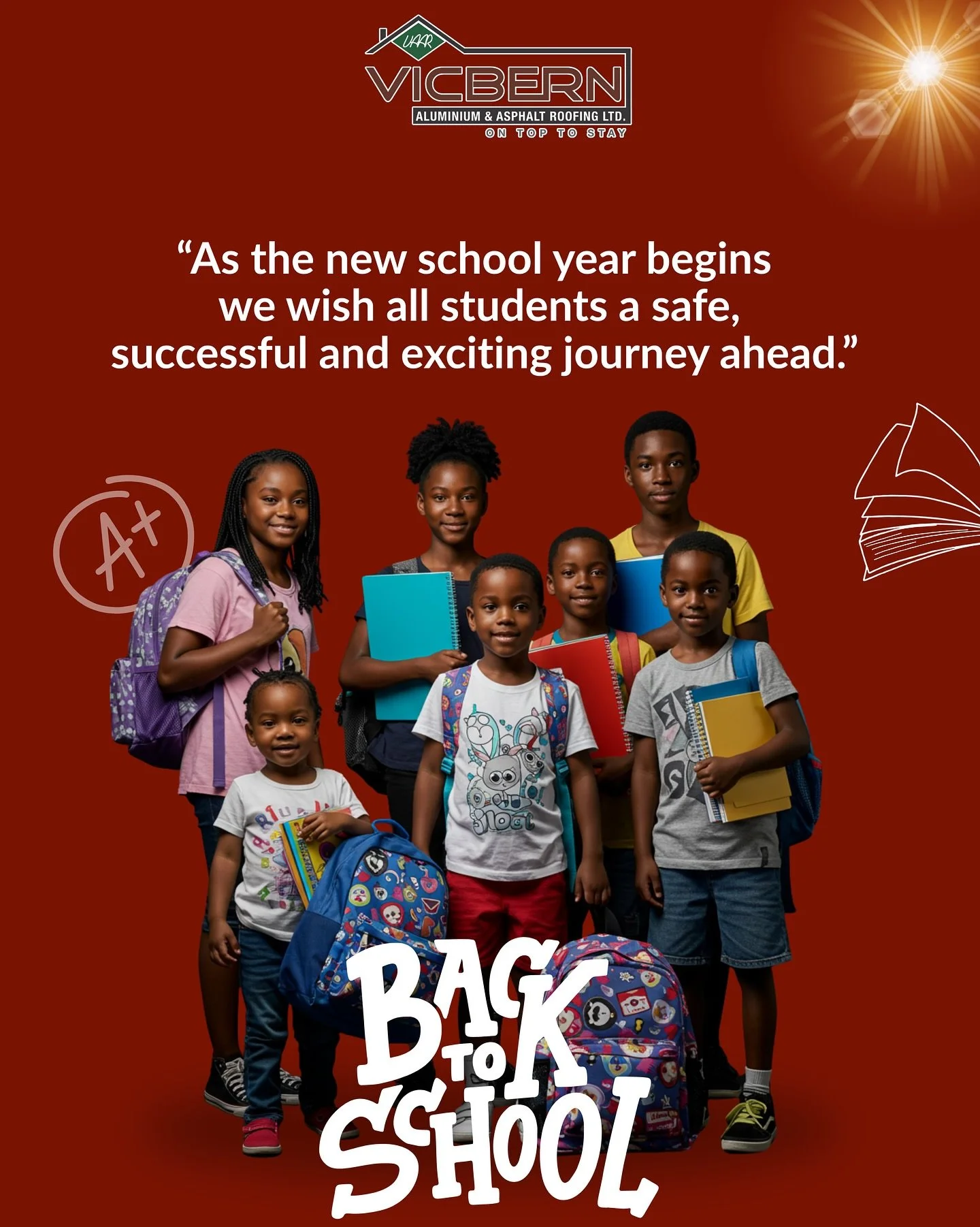 As students head back to school, Vicbern Roofing wishes every child a safe, successful, and exciting year ahead. Just as we protect your homes with strong roofs, may knowledge and opportunity cover your future. 🎒📚✨ #BackToSchool #VicbernRoofing #Sa