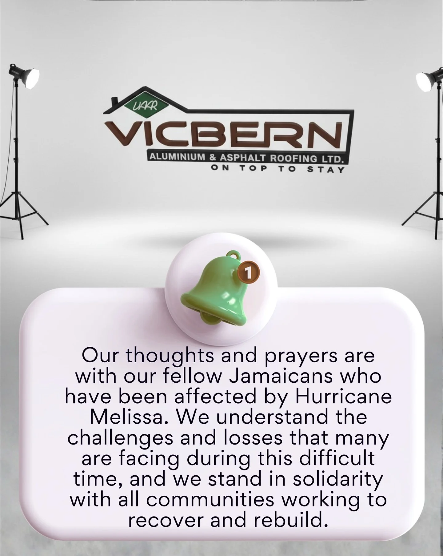 Our hearts are with Jamaica &mdash; especially those hardest hit by Hurricane Melissa. 💚💛🖤
At Vicbern Roofing, we understand the struggles many are facing. That&rsquo;s why we&rsquo;re reducing the prices of our roofing products to help families r
