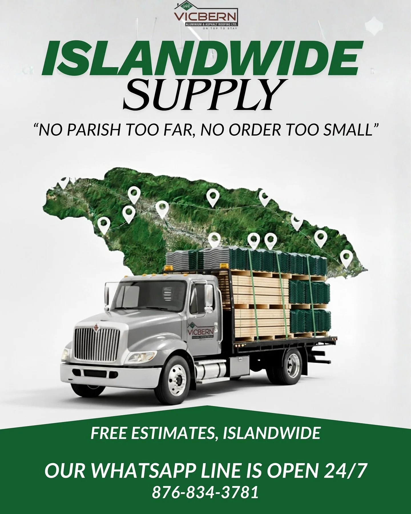 Supplying Jamaica&rsquo;s builders, contractors, and homeowners islandwide with roofing you can depend on.

Vicbern Roofing &mdash; the name behind Jamaica&rsquo;s skyline. 🏠

#VicbernRoofing #Islandwide #BuildingJamaica #RoofingExperts #Constructio