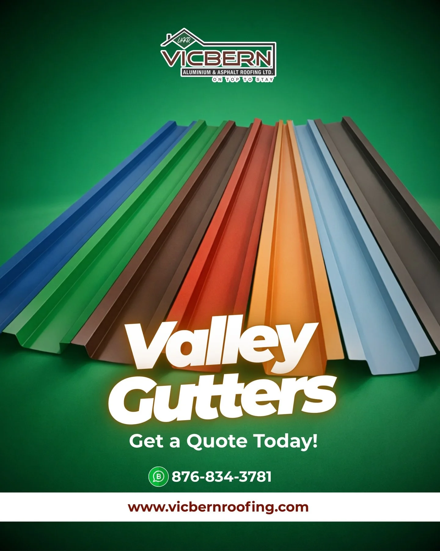 Strong lines. Clean flow. Built to last. 🏡

Upgrade your home with premium Valley Gutters from Vicbern &mdash; designed for durability, performance, and style.

Rain or shine, your roof deserves the best. 💧

📞 876-834-3781
🌐 www.vicbernroofing.co