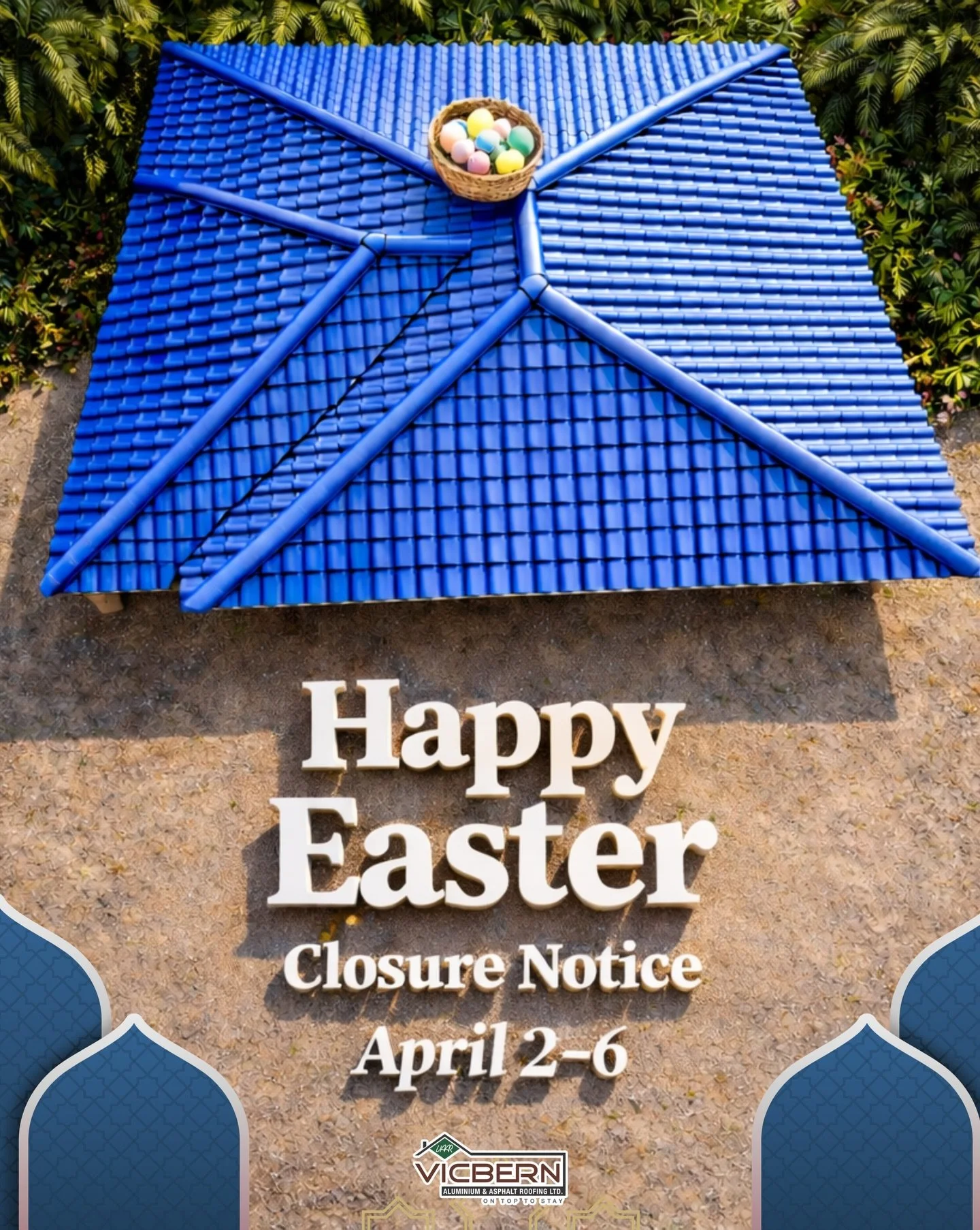🐣🌿 Happy Easter from Vicbern Roofing! 🌿🐣

As we celebrate the season of renewal, please note that we will be closed from April 2nd to April 6th.

We&rsquo;ll be back and ready to serve you on April 7th&mdash;stronger roofs, safer homes. 🏠💪

Wis