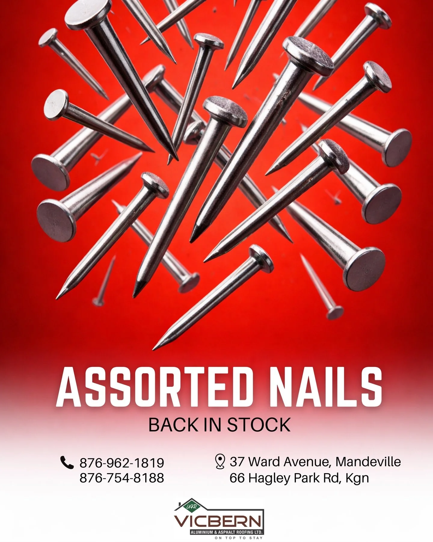 Back in stock and ready for the job 🔩
No matter the size or project, we&rsquo;ve got the nails to hold it all together.
📍 Visit us in Mandeville or Kingston today.