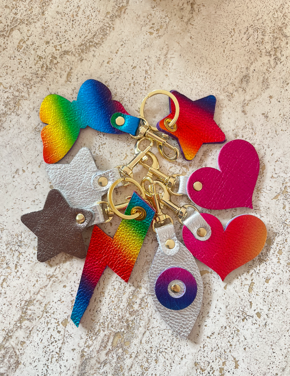 Zina Kao Metallic Leather Keychain