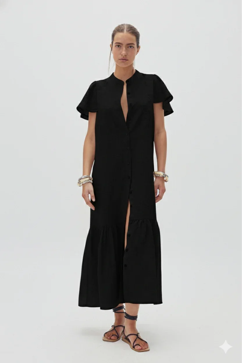 Lanhtropy Willow Linen Dress | Black