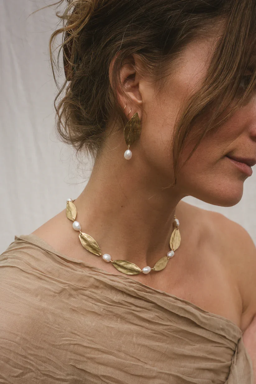 Avilla Jewelry Flora Earrings: Sterling Silver or Brass with Recycled Freshwater Pearl