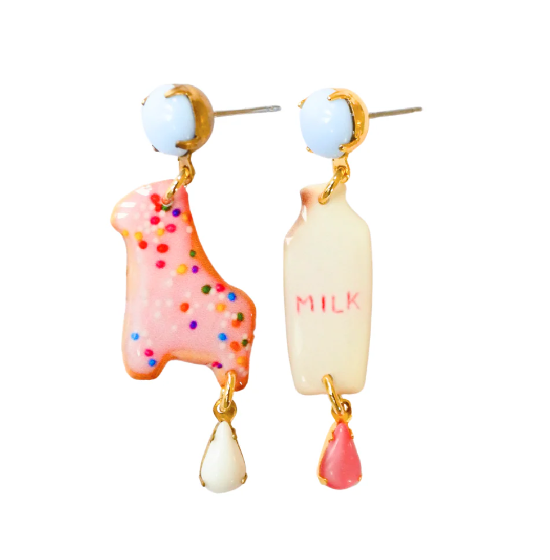Haricot Vert Milk and Cookies Earrings