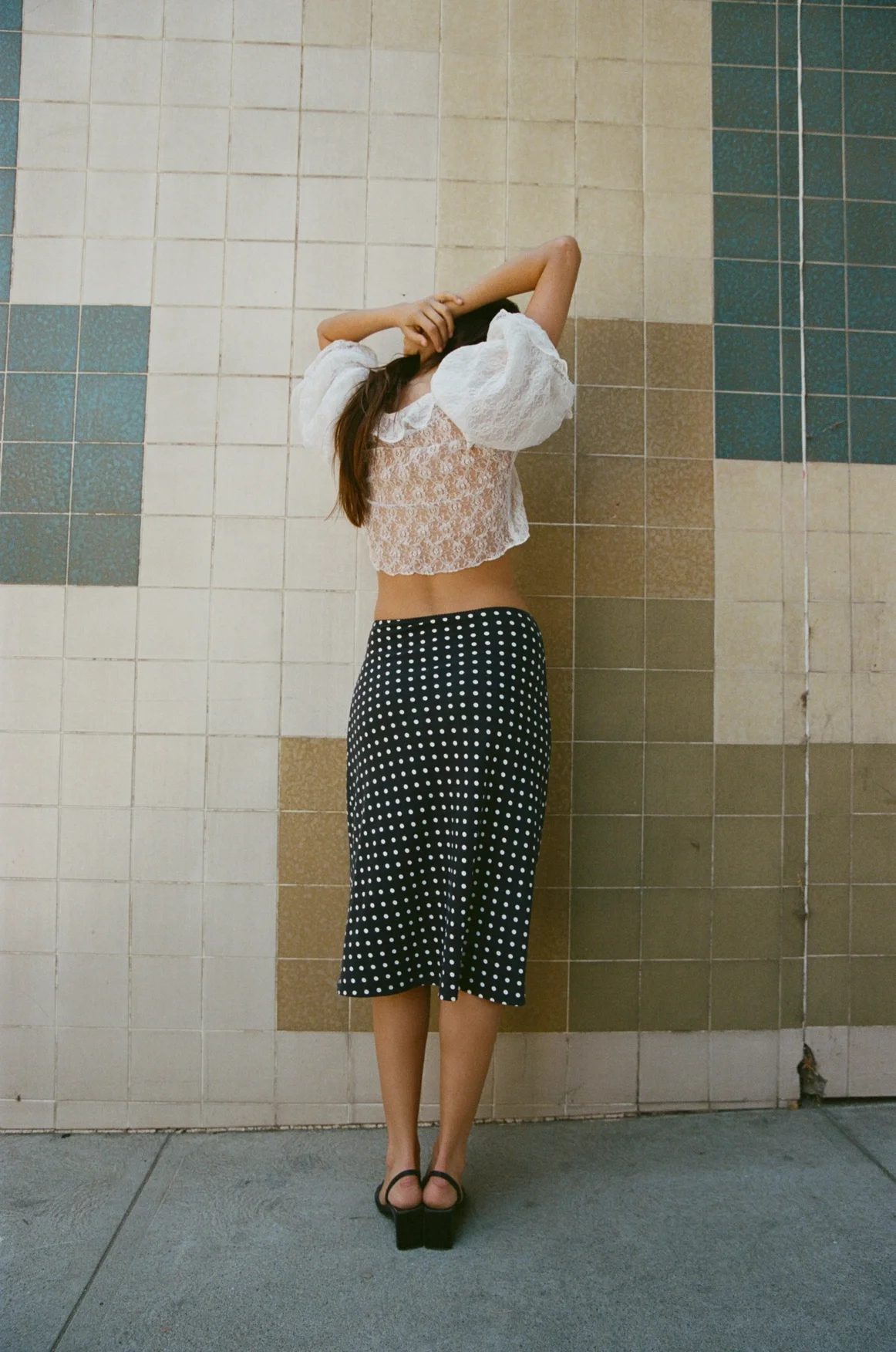 Rat Boi Bias Midi Slip Skirt - Domino Dot