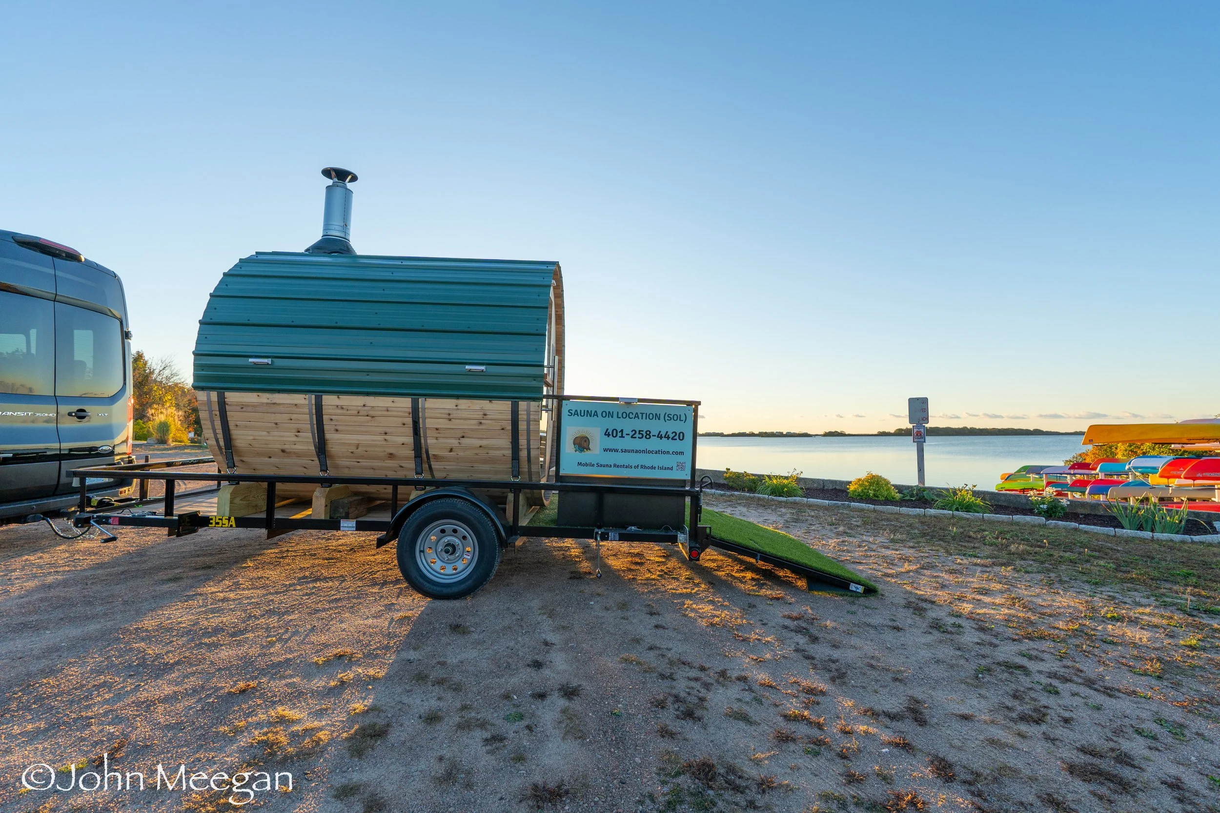 Mobile cedar sauna delivering oceanfront wellness in Southern Rhode Island