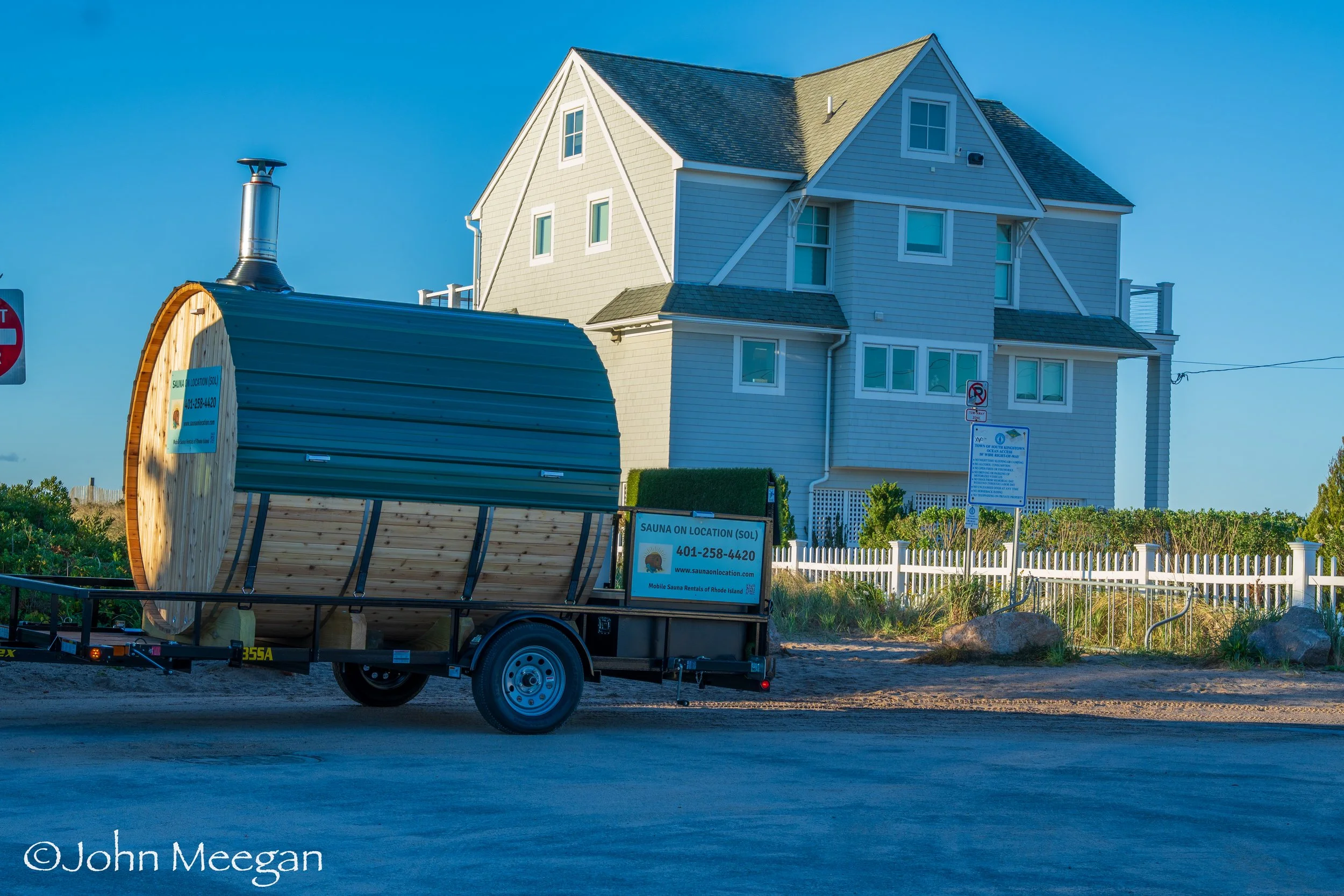 Private 8-person cedar sauna rental in South Kingstown RI for events, recovery, and wellness experiences by Sauna On Location.