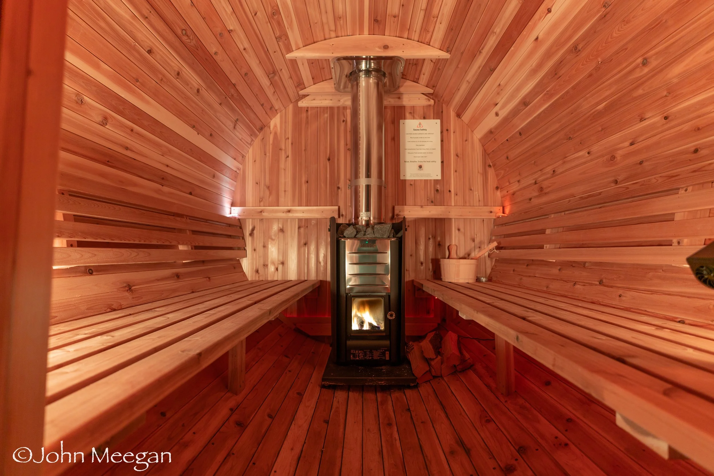 cedar sauna offering a peaceful wellness experience