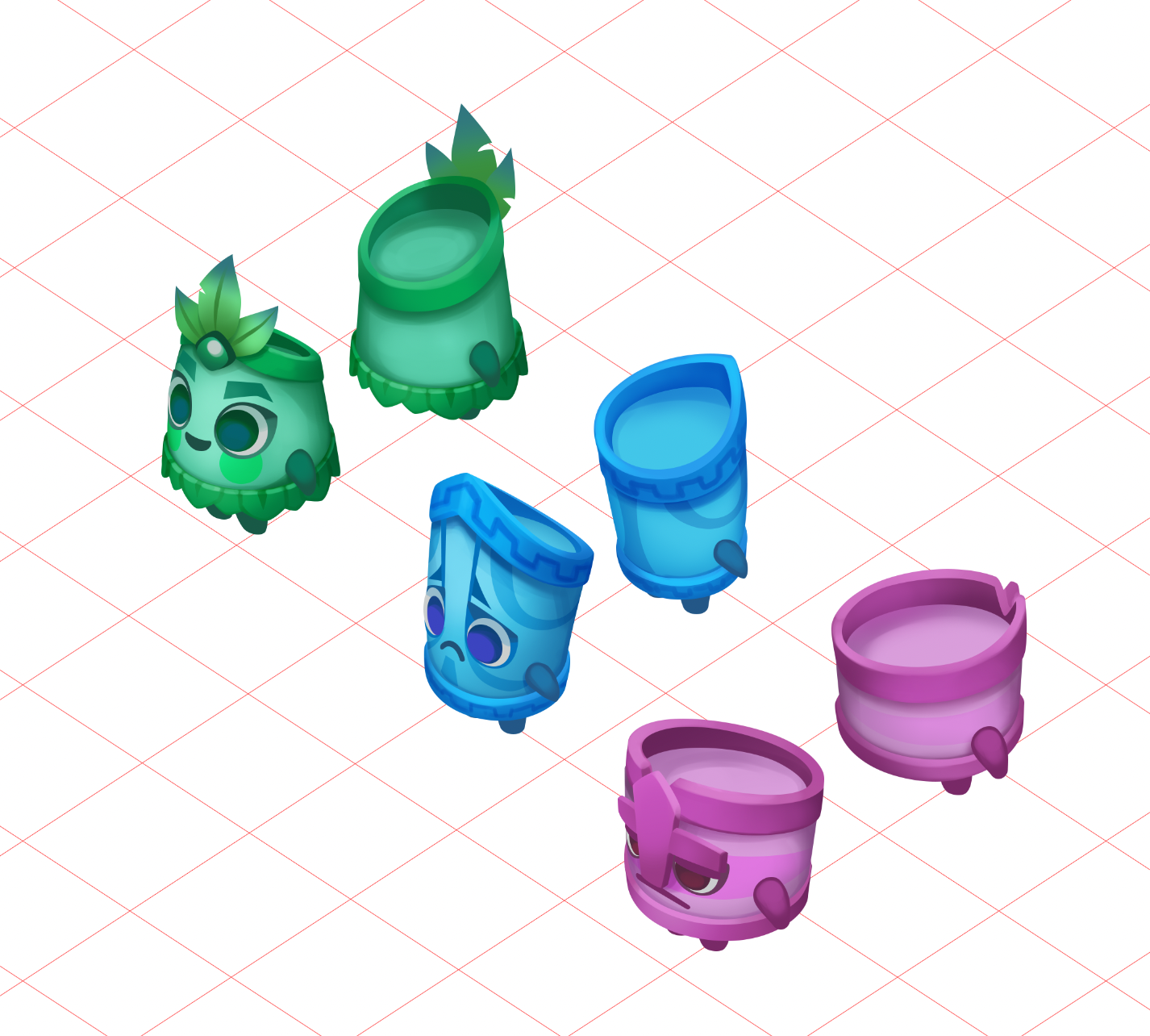 In-game isometric character assets