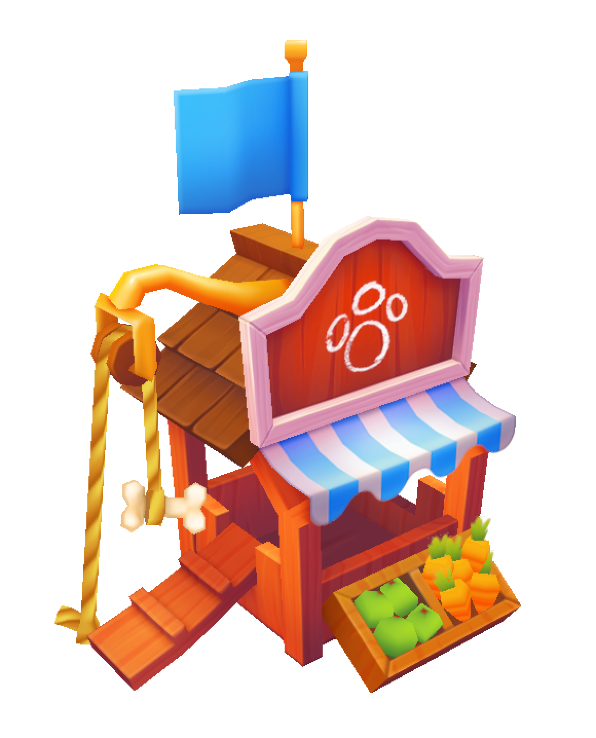 Low-poly 3D stall to be used in the game overworld map.