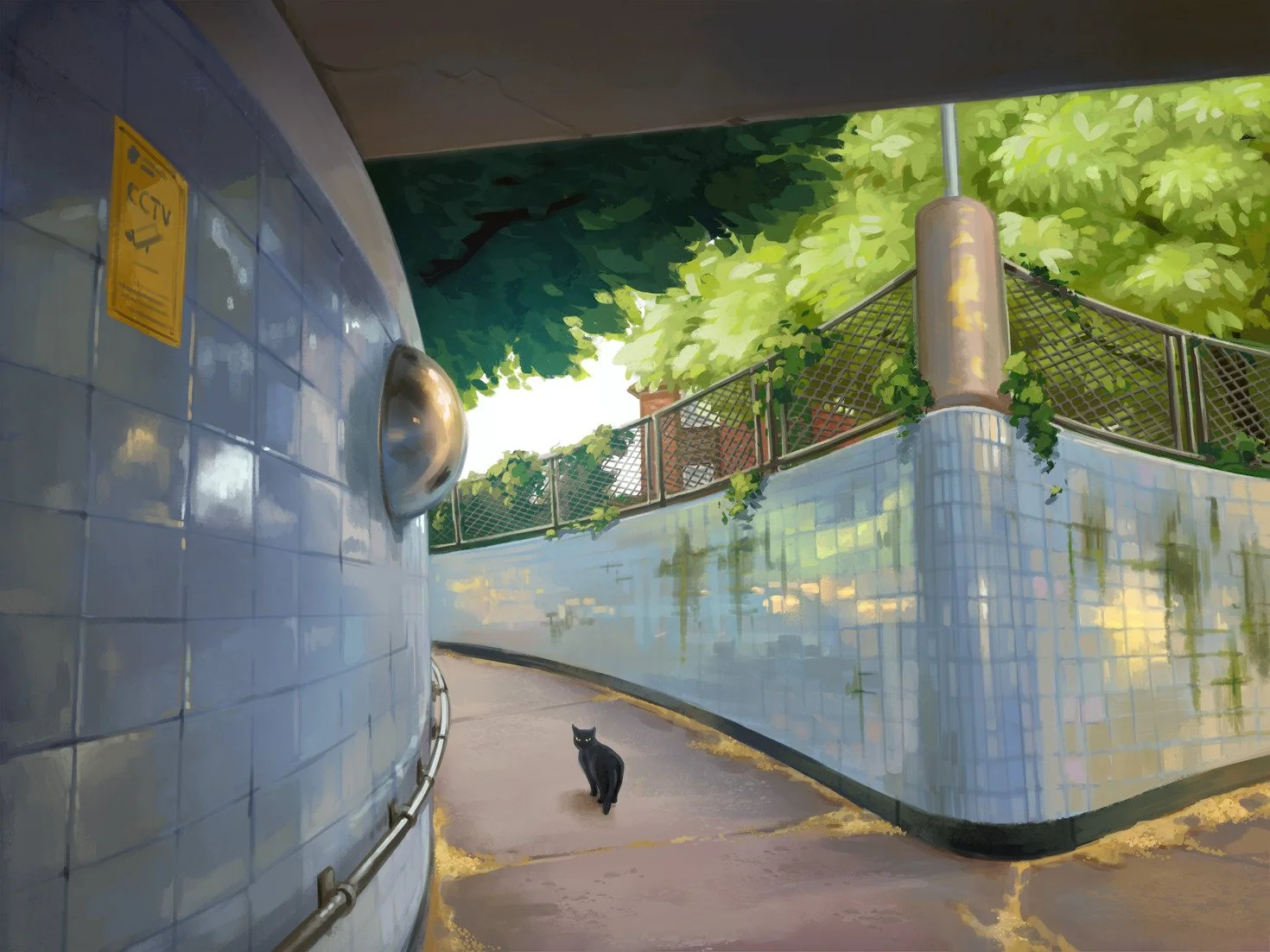 Digital painting based on a photo I took. I wanted to practice painting reflections on tiles. - Adobe Photoshop