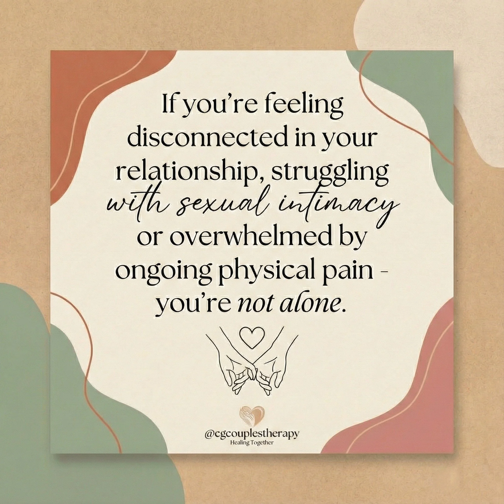 Disconnection, intimacy struggles, or chronic pain can quietly create distance between partners. You don&rsquo;t have to navigate these challenges alone, support, healing, and reconnection are possible! I've seen it in my work with clients over the l