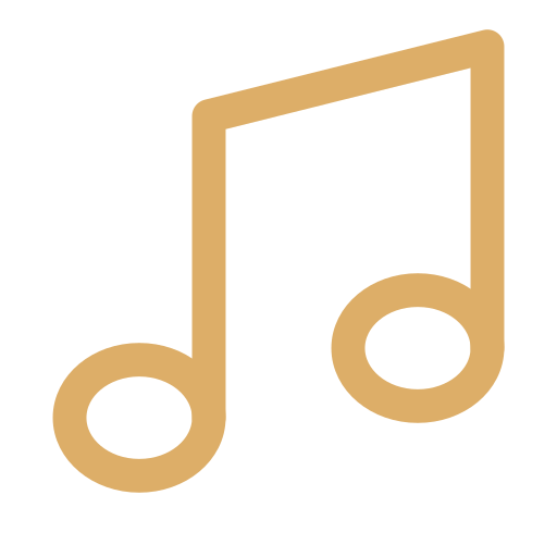 Golden musical note icon on a black background.