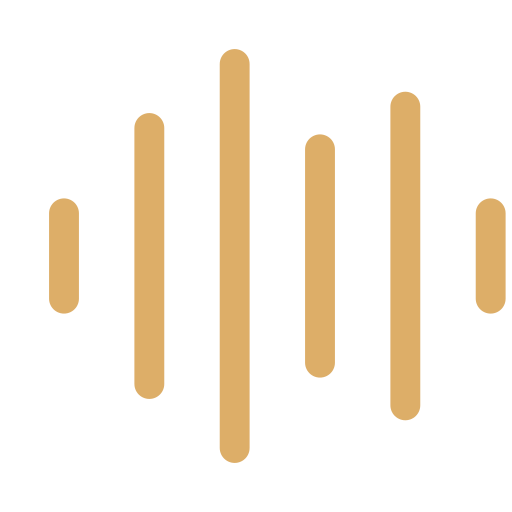 A beige visual representation of sound waves or audio levels on a black background.