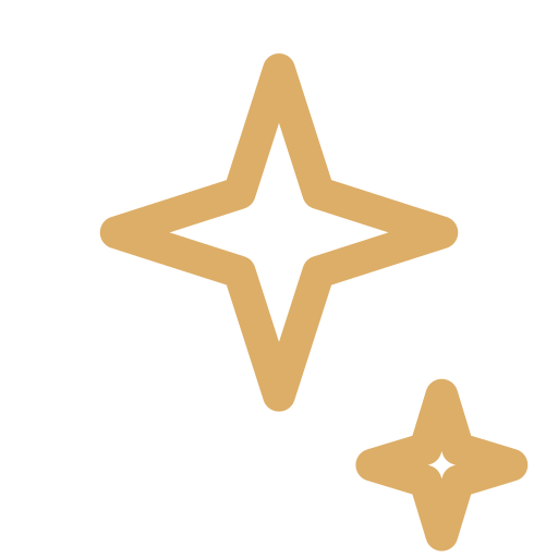 Two gold star-shaped sparkles on a black background.