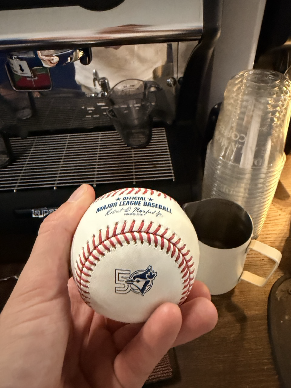 Coffee catering setup for the Toronto Blue Jays baseball team in Tampa Bay