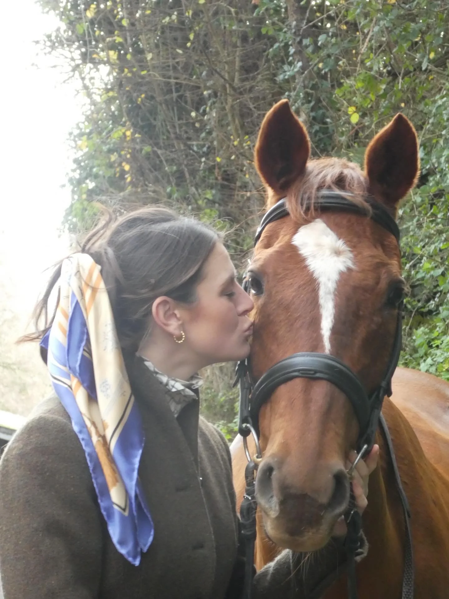 💋 Kisses all round. 💋 

#silkscarfstyling #silkscarfdesign #silkscarfs #horsesilkscarf #countrysidestyle