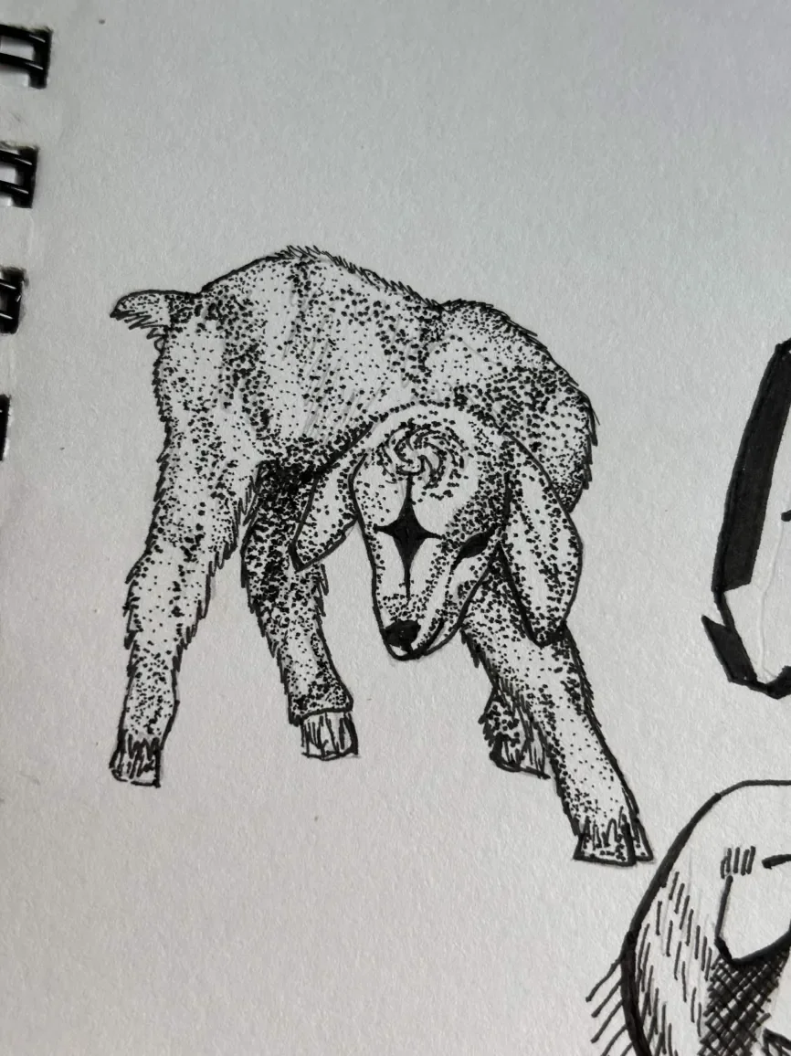 pointillism goat art.webp