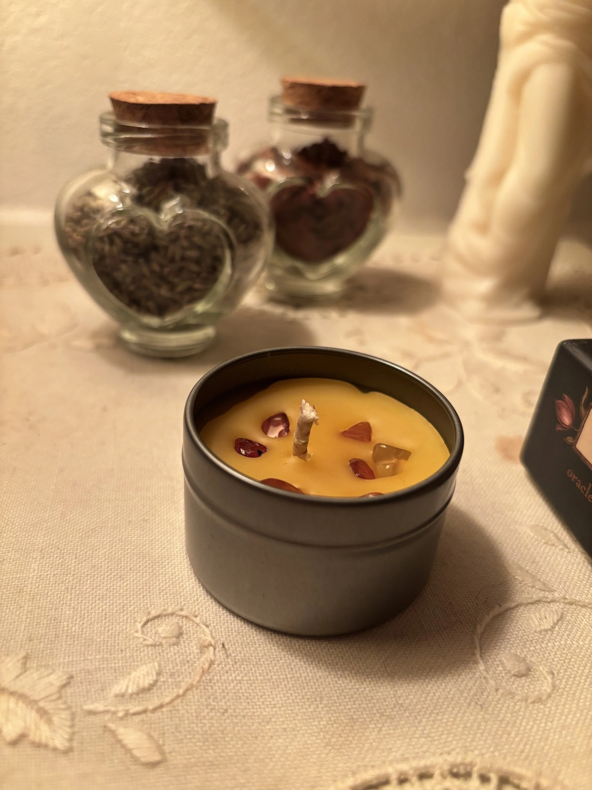 Mini Crystal Beeswax Candle Set