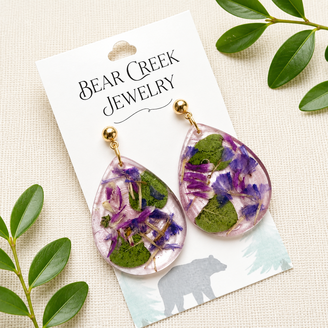 Purple & Green Teardrops