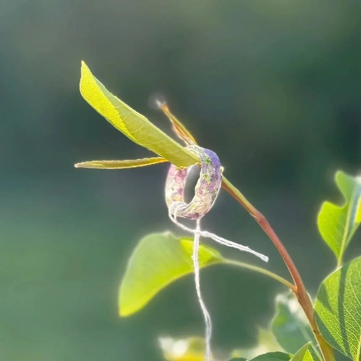 Purple & White Flower Ring - Size 5