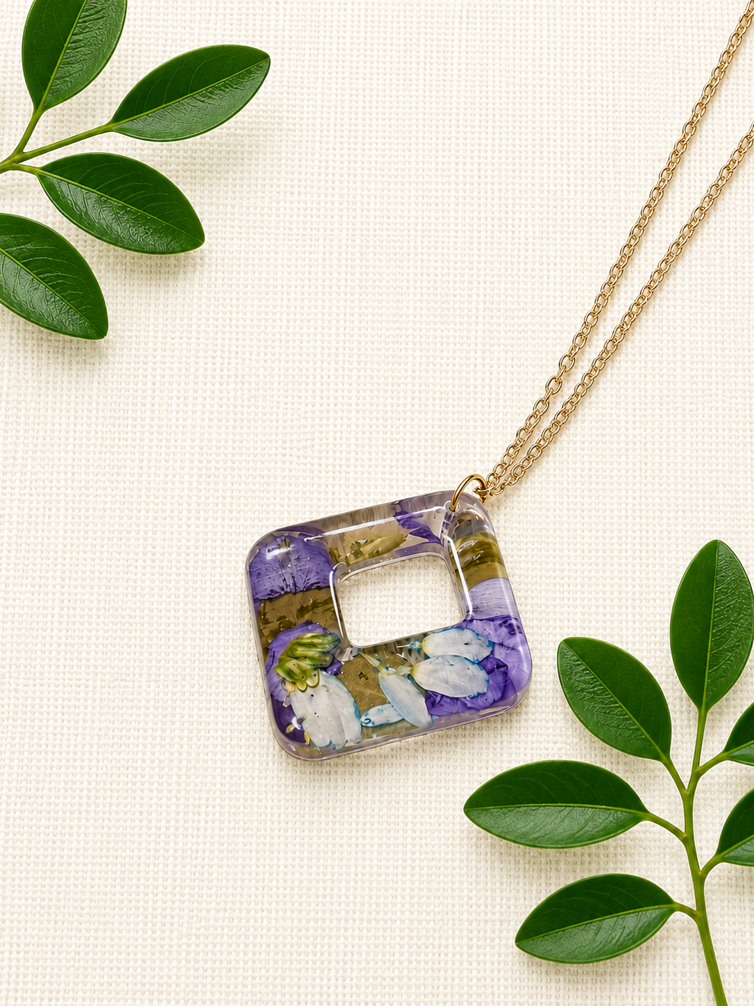 Purple Flowers & Dried Leaves