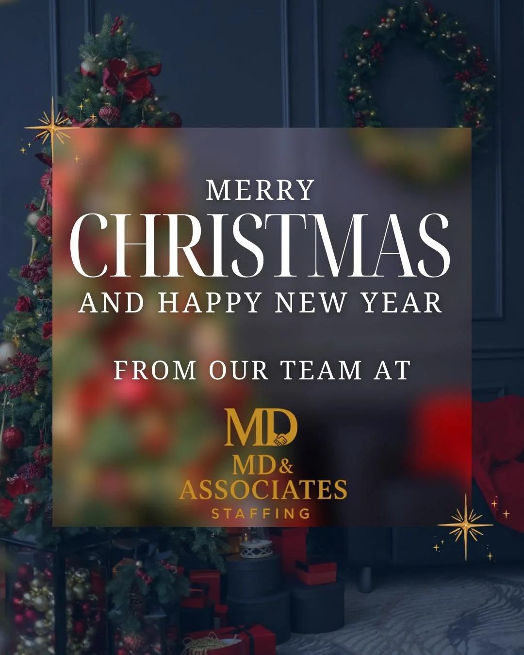 Merry Christmas from MD &amp; Associates Staffing ✨🎄 As we celebrate this season, we&rsquo;re filled with gratitude for the wonderful year behind us and the amazing clients, candidates, and partners who made it possible. Thank you for trusting us to