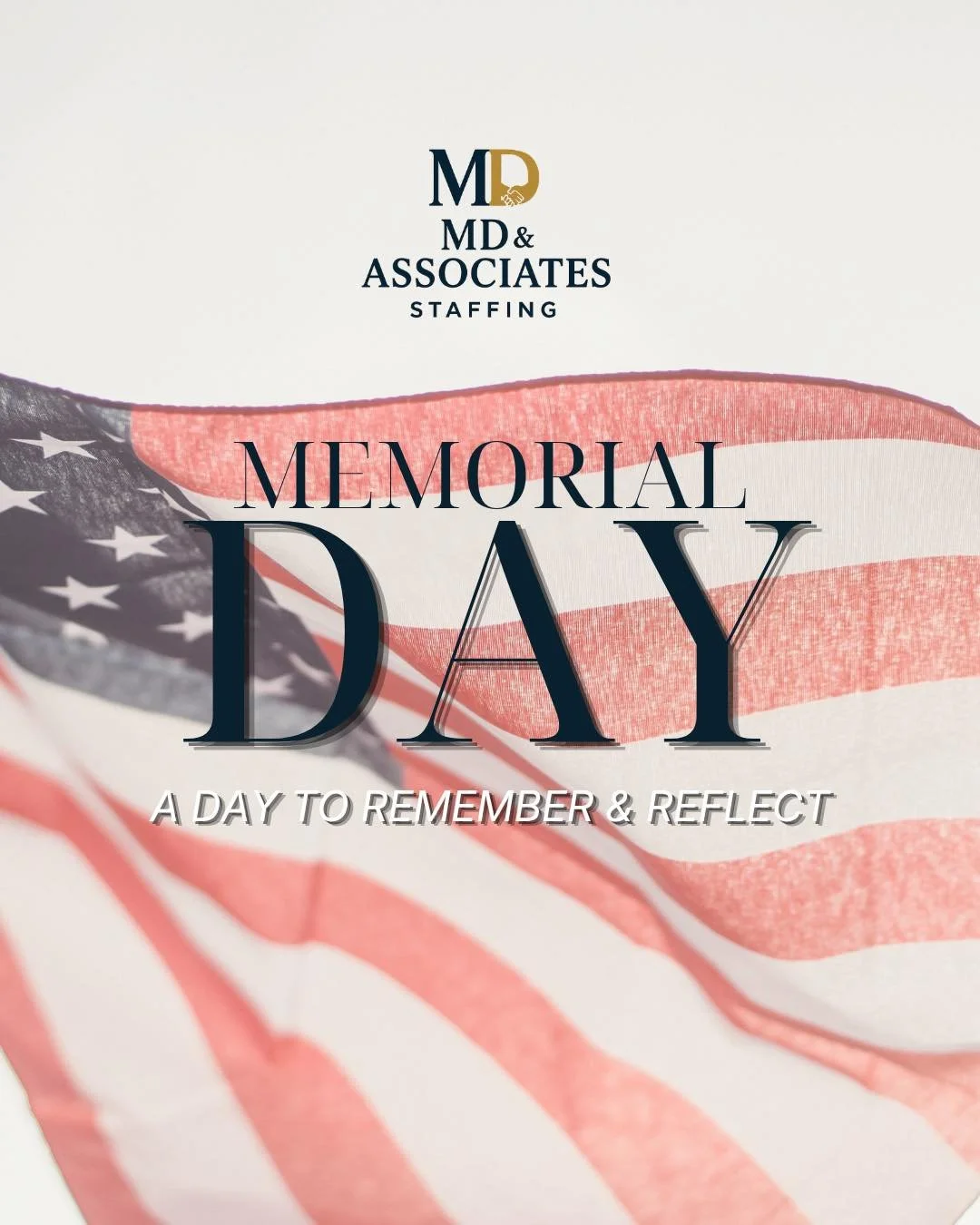 Today, we remember and honor the heroes who gave everything for our country. 🇺🇸

From all of us at MD Staffing &amp; Associates, we are grateful for the courage, sacrifice, and dedication of the men and women who served. Wishing everyone a safe and