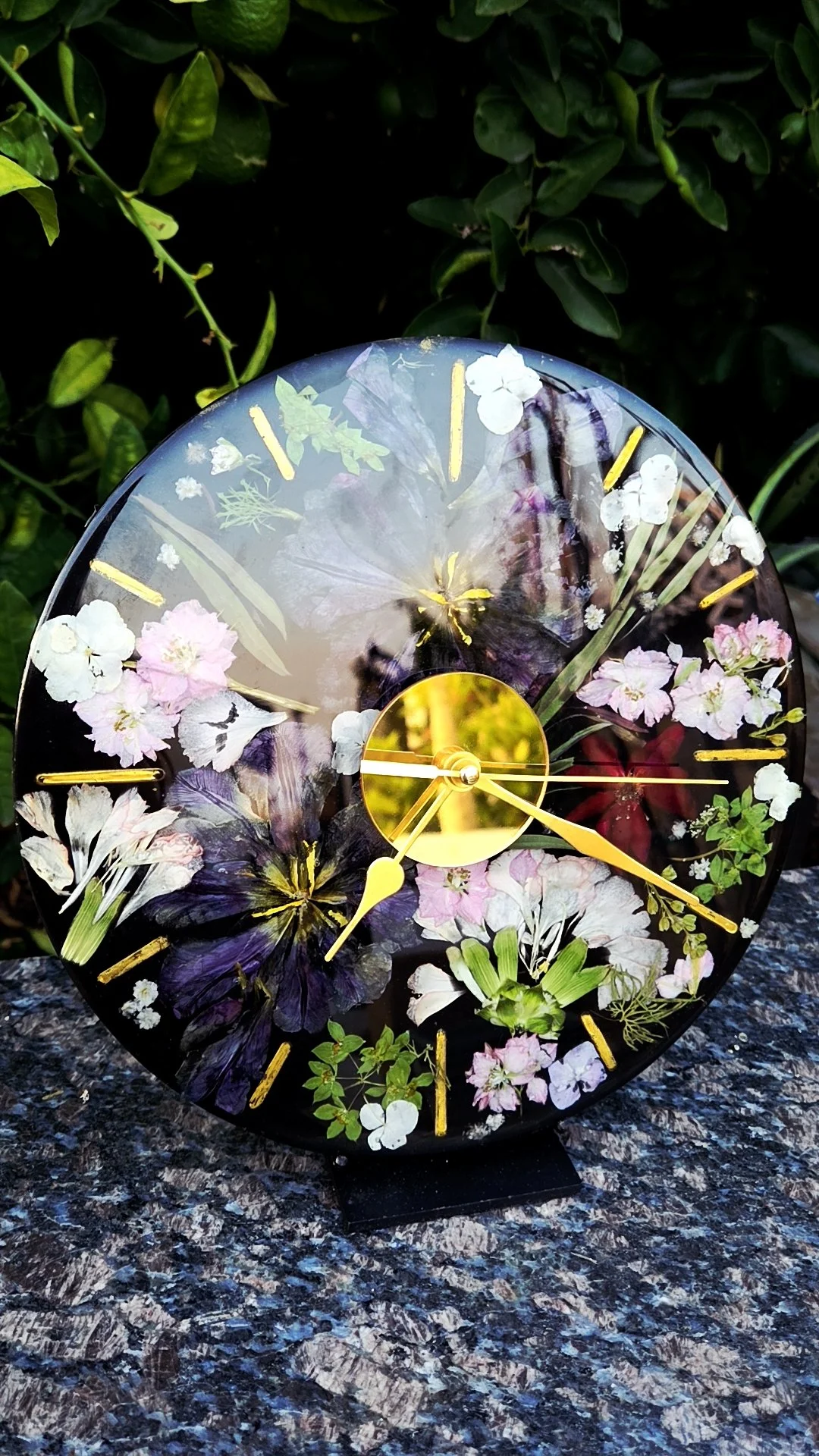 Pressed Flowers Customize thin Clock