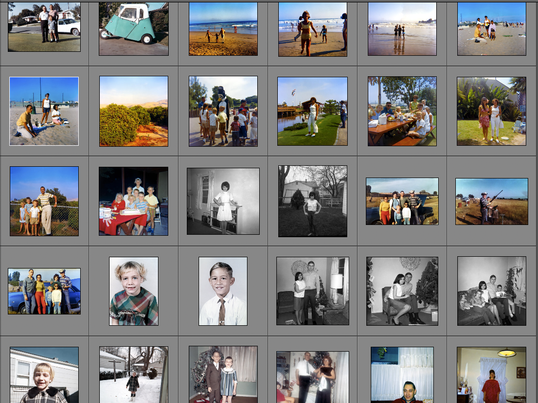 A collage of various family photographs orgazined digitized preserved