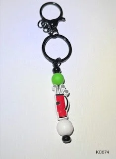 Red Golf Beaded Keychain