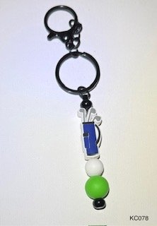 Blue Golf Beaded Keychain