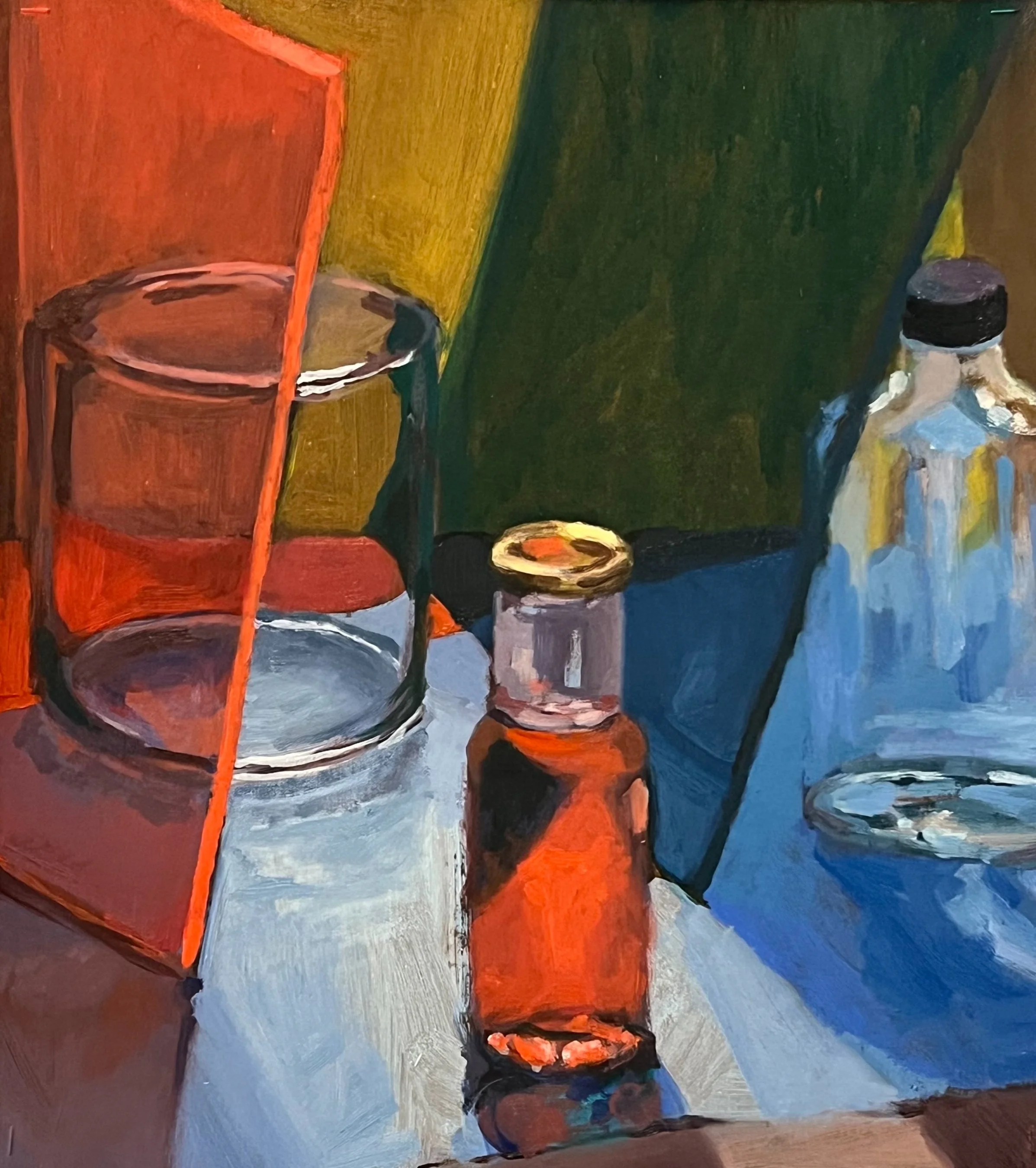 Glass still life, Oil on board, 16 x 16 in. 2022