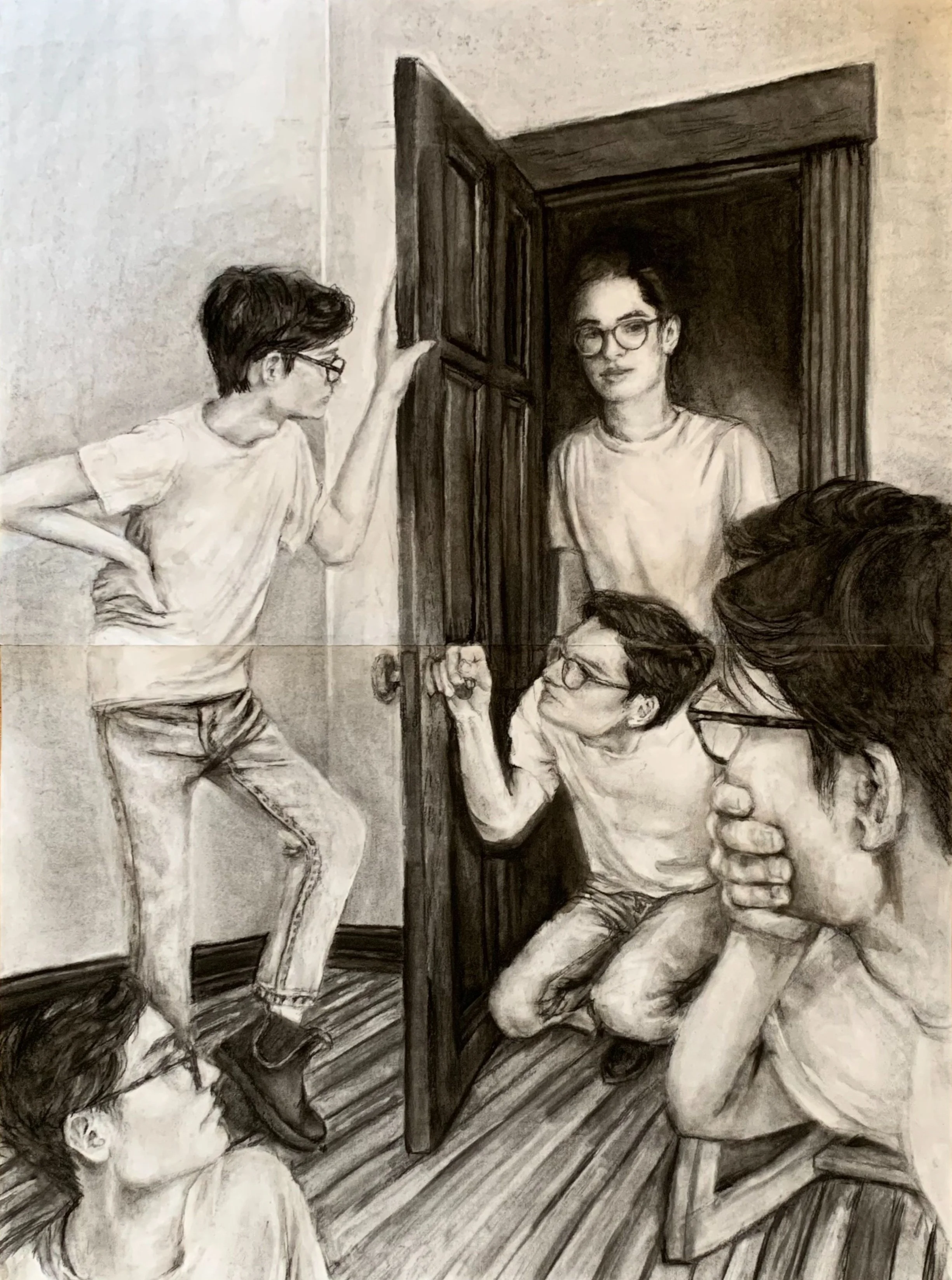 5 Henryk, Charcoal on Paper, 36 x 48 in. 2022
