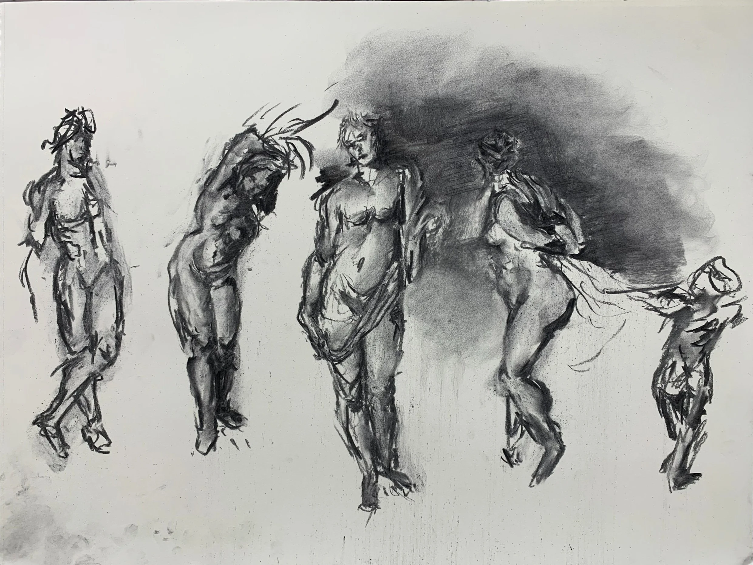 Figure study, Charcoal on paper, 18 x 24 in. 2021