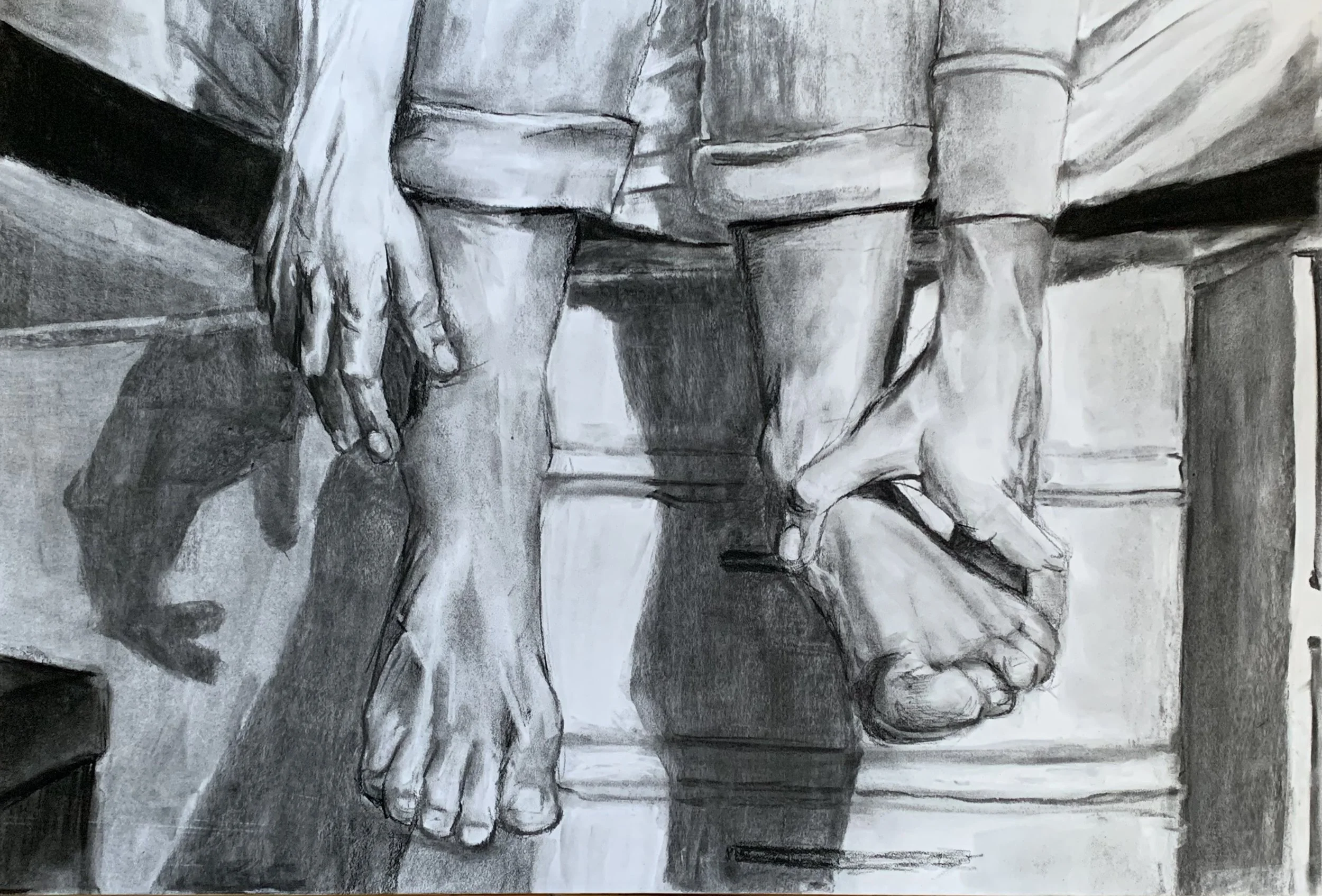 Foot study, Charcoal on paper, 18 x 24 in. 2022